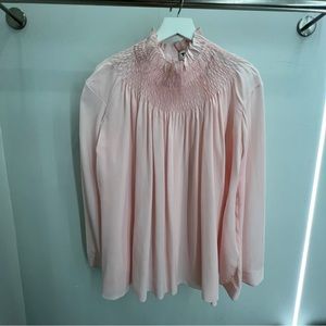 Teija Smocked Funnel Neck Shirt Bare Pink